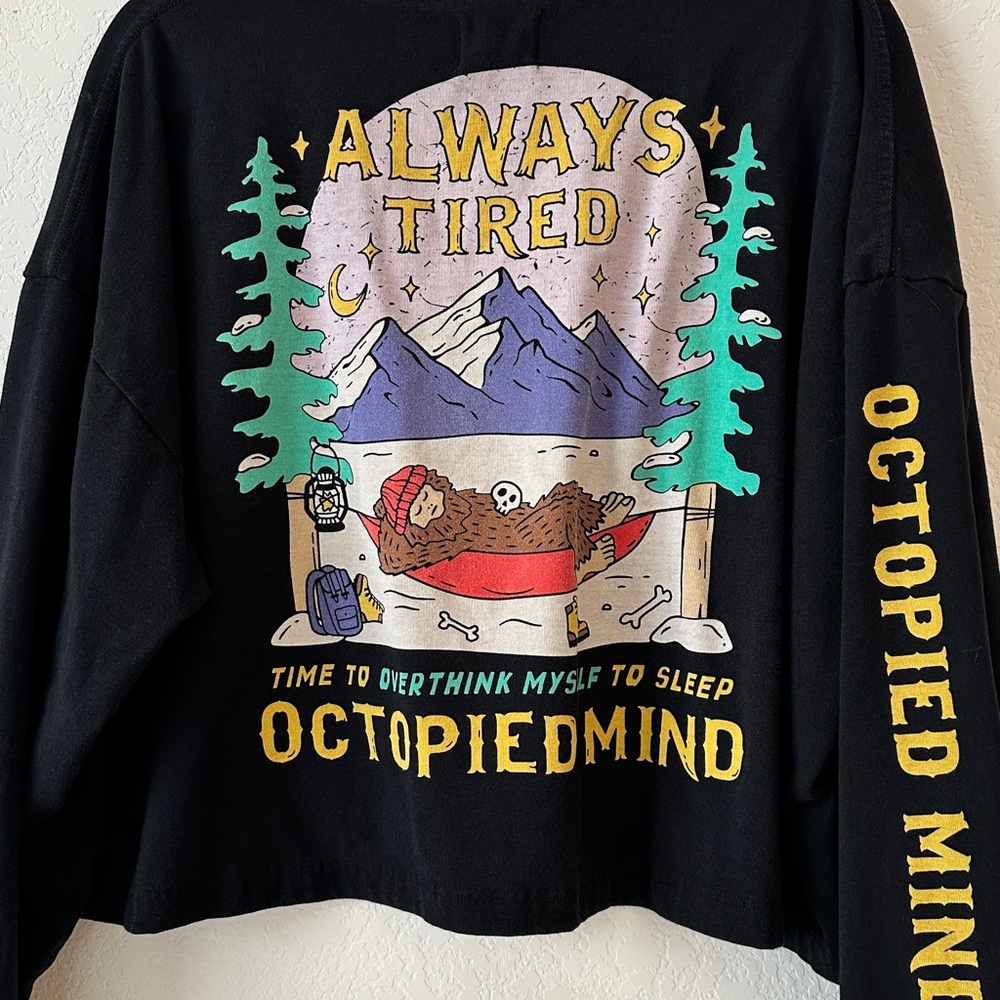 Octopied Mind “Always Tired” Cropped Long Sleeve Shirt XL - Picture 5 of 5